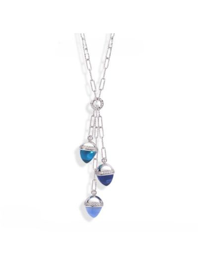 Triple Crystal Silver Necklace