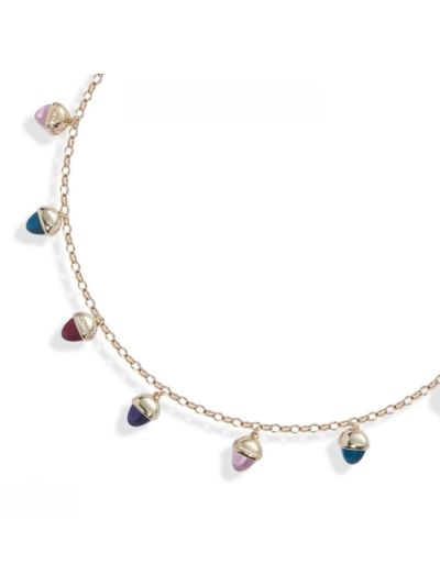 Resa Gold Necklace with Colorful Pyramidal Crystals