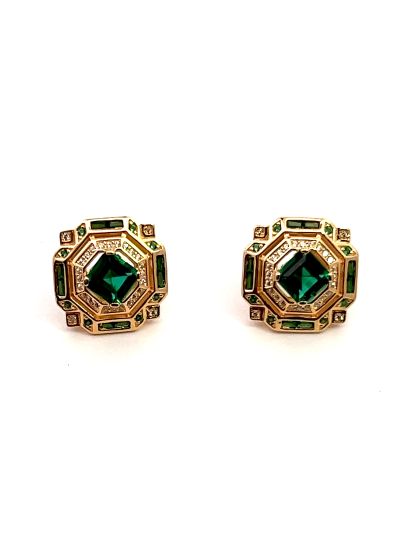 Champagne Geometric Emerald Earrings
